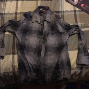 Large Black and Gray Hawk flannel